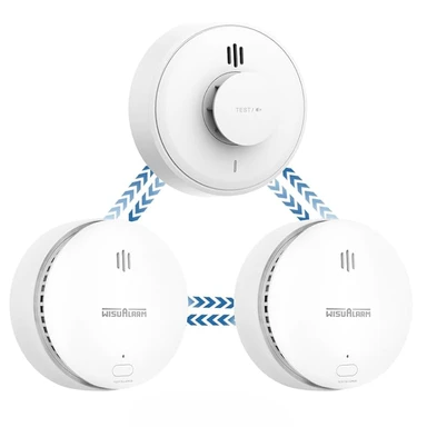Wisualarm Smoke Alarm, Interlinked Smoke and Heat Alarm Scotland Bundle, Pre-linked, 10-Year Battery Life,Compliant with Scotland & England Law (2 Smoke + 1 Heat)