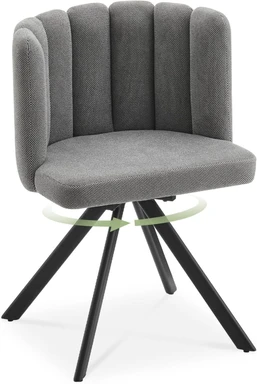 Swivel Tub Chair, Velvet Vanity Dressing Table Chair, Shell Petal Armchair with Backrest, Upholstered Accent Chair with Metal Legs for Bedroom Living Room Lounge (1, deep grey, Swivel)