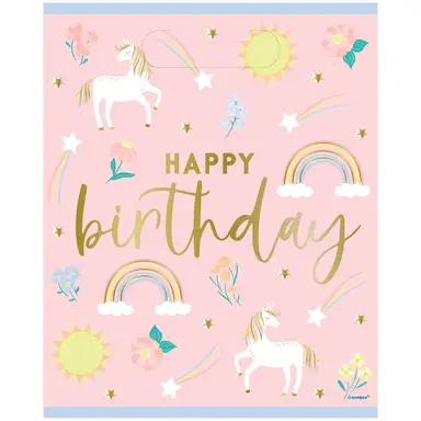 Unique Party Dainty Unicorn Party Bags, 8 Pack