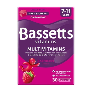 Bassetts Vitamins Multivitamins 7-11 Years 30 Gummies Raspberry Flavour