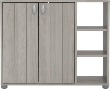 Galano Hansel 12 Pairs Cabinet – 2 Door Storage Unit, Modern Organizer for Hallway – Warm Grey Oak