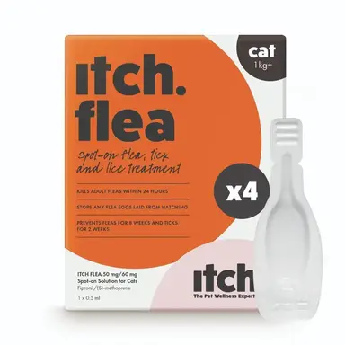 Itch Flea & Tick Spot-on Treatment For Cats  (1kg+) 4 pipettes