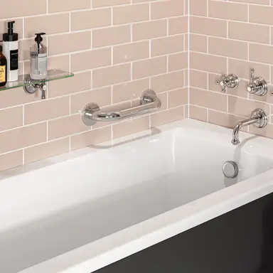 Croydex Stainless Steel Grab Bar with Anti-Slip Grip 300mm - Chrome