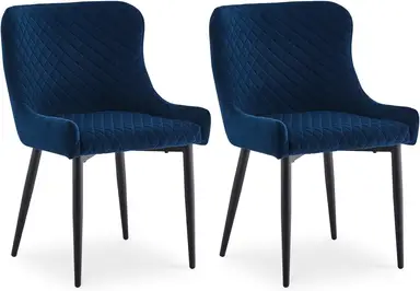 CLIPOP Modern Velvet Dining Chairs Set of 2 Upholstery Leisure Kitchen Tub Side Chairs with Comfortable Padded Seat and Metal Legs Dining Living Room Lounge Reception Chairs 0415bu velvet Blue