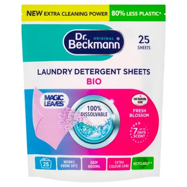 Dr. Beckmann Original Magic Laundry Detergent Sheets, Bio, 25 Sheets