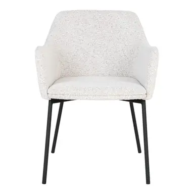 HOUSE NORDIC Melilla Chaise de salle à manger en tissu bouclé avec pieds noirs - Blanc