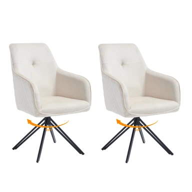 Kaufhof eetkamerstoel van fluweel met draaifunctie en returnfunctie, 2-delige set, beige