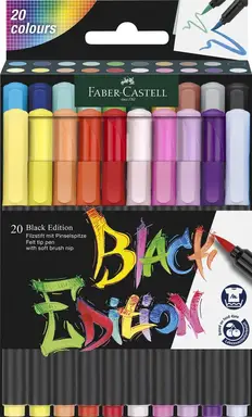 Faber-Castell Black Edition Brushpennen 20 stuks in kartonnen etui
