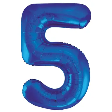 Unique Party Giant Number 5 Balloon, Blue, 86cm