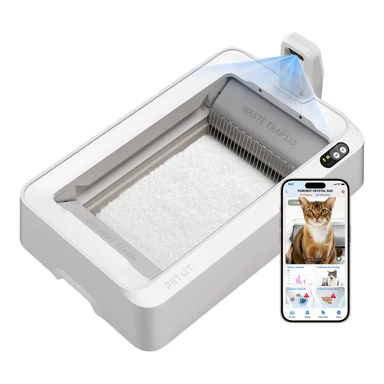 PETKIT PUROBOT CRYSTAL DUO, Nettoyage mains libres jusqu'à 30 jours, Bac à litière ouvert pour chat avec éliminateur d'odeurs N60