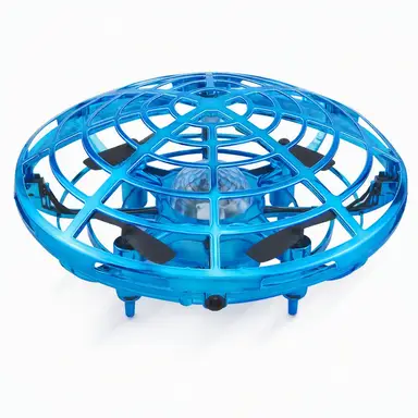 Dreamora 003 handgestuurde UFO-vliegende bal, 1 stuk, blauw, automatische obstakelvermijding, volledige beschermende behuizing, LED-licht, via USB oplaadbaar vliegspeelgoed voor kinderen vanaf 6 jaar, binnenspel