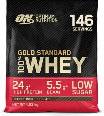 Optimum Nutrition Gold Standard 100% wei eiwit dubbelrijke chocolade 4,53 kg (146 porties)