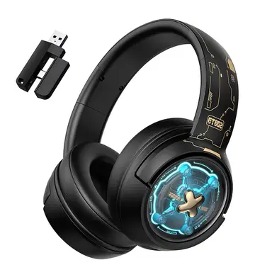 ONIKUMA Gaming-Headset – Drei-Modus-Verbindung (2,4 GHz/Bluetooth/Kabelgebunden), RGB-Spielbeleuchtung, 50-mm-Treiber, Surround-Sound, Modell GT802 (Schwarz)