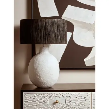 Fifty Five South Table Lamp Carta Raffia Shade Black/White 61cm