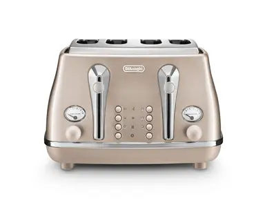 De'Longhi Icona Metallics 4 Slice Toaster, Beige, CTOT4003.BG
