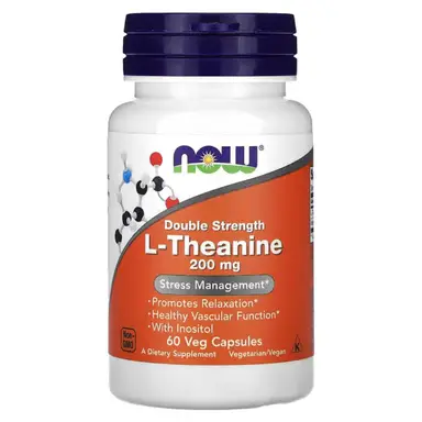 NOW Foods Double Strength L-Theanine, 200mg - 60 Vegan Capsules