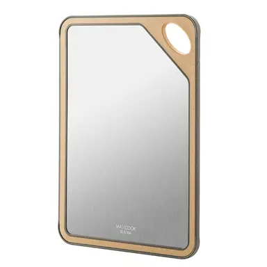 Maxcook 304 Edelstahl Antibakteriell Weizenstroh Doppelseitiges Schneidebrett Schneidebrett - 28 x 40 cm