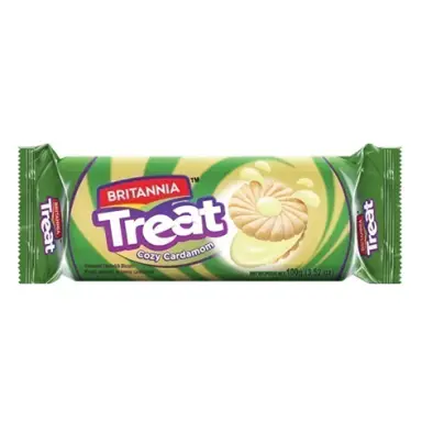 Britannia Treat Crazy Cardamom Flavoured Sandwich Biscuits 100g