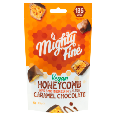 Mighty Fine - Vegan Honeycomb Dipped in Salted Caramel Chocolate Pouch - 90g