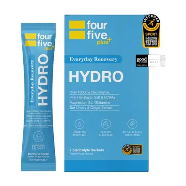 fourfive Everyday Recovery Hydration Powder with BCAAs & Vitamin B Complex, Low Calorie, 7 Sachets