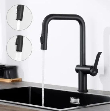 Keukenkraan 360° roterende uitneembare kraan met 2 spuitstanden, RVS