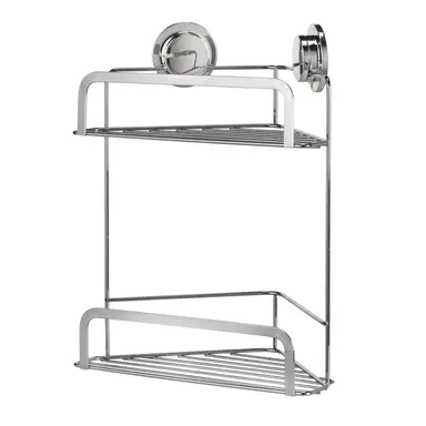 Croydex Stick 'n' Lock 2 Tier Corner Shower Caddy - Chrome