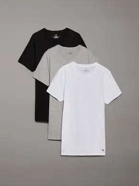 Calvin Klein 3-pack T-shirt met ronde hals - Katoenen klassiekers - zwart, wit, grijs L
