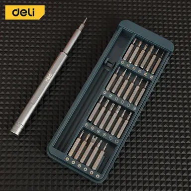 Deli 25Pcs Precision Screwdriver Set，Ergonomic Handle & Quick-Access Bits for On-the-Spot Repairs