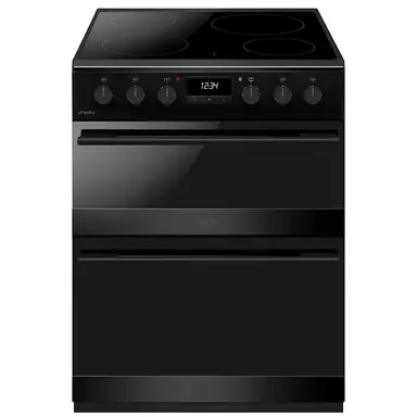 CDA CFC6100MB 60 cm Freestanding Ceramic Electric Cooker with Double Oven & Air-Fry Tray – Black – Energy Class A/A