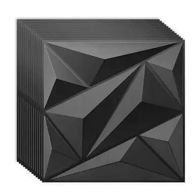 Art3d PVC-Wandpaneele mit Diamantmuster für Innenwanddekoration in Schwarz, 33 Stück (30x30 cm), Abdeckung von 2,97 m², strukturierte Akzentwandpaneele für Wohnzimmer, Schlafzimmer, Badezimmer