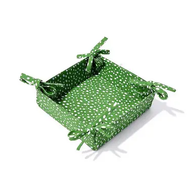 Dexam Fabric Bread Basket Sintra Spotted 100% Cotton Green