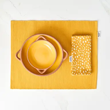 Dexam Placemat & Napkin Set Sintra Spotted 100% Cotton Ochre