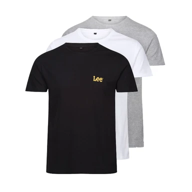 L.EE T-shirt met boordenhals Larken - zwart/grijs gemêleerd/wit - maat S