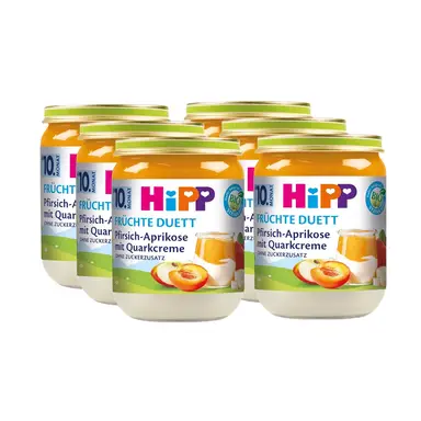 HiPP Frucht-Duo Pfirsich-Aprikose mit Quarkcreme (ab dem 10. Monat) Multipack 6 x 160 g