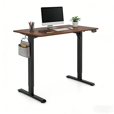 ochama Electric Standing Desk, Walnut Colour, 120*60cm, Full Board Tabletop, 2-Level Memory Height, 70KG Load Capacity, UK Standard & CE Dual Certification, Eco-Friendly Tabletop, Desk for Office / Study / Gaming