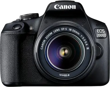 Canon EOS 2000D Spiegelreflexkamera - mit Objektiv EF-S 18-55 F3.5-5.6 III (24,1 MP, DIGIC 4+, 7,5 cm (3.0 Zoll) LCD, Display, Full-HD, WiFi, APS-C CMOS-Sensor), schwarz