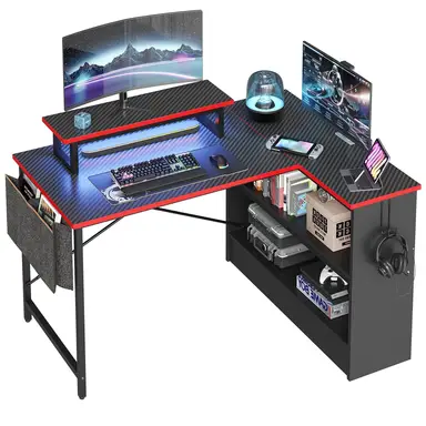 WOLTU Eckschreibtisch Mit Regal – 120 X 73 X 72 Cm, Hell Eiche & Weiß – L-Form Computertisch Für Homeoffice, Gaming & Studium