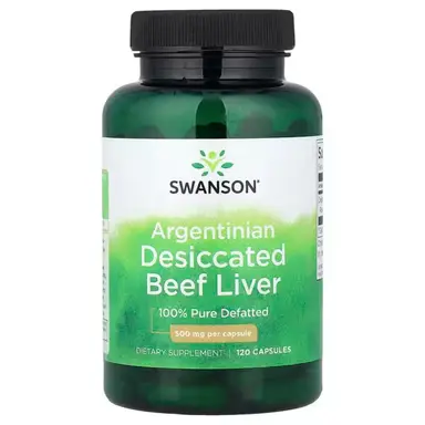 Swanson Argentinian Desiccated Beef Liver Complex 500mg Capsules - 120 Capsules