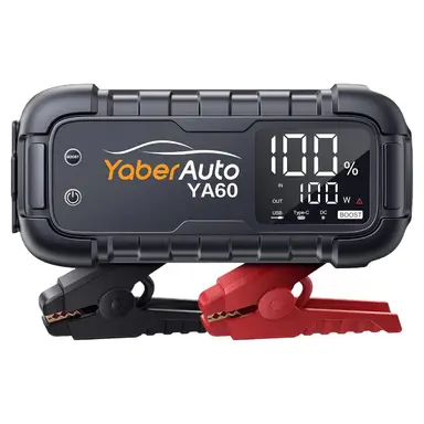 YaberAuto Jump Starter 8000A 65W Fast Charging (All Gas/12.0L Diesel) Portable Car Battery Jump Starter Pack, Jump Box Car Battery Jumper Starter Portable Jumper Cables, 150W DC, 600LM Lights