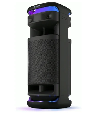 Sony ULT Tower 10 - Rollbarer Bluetooth-Party-Lautsprecher mit kraftvollem Klang, ULT Bass-Boost-Funktion, 360° LED-Lichtshow, Karaoke-Funktion, inklusive kabellosem Mikrofon - Schwarz