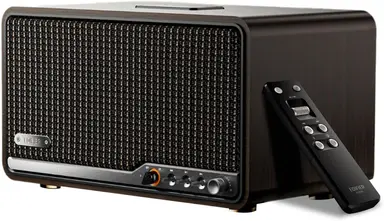 Edifier S300 Hi-Fi Wireless Multi-Room Tabletop Speaker, Black Walnut