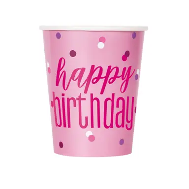Unique Paper Cups, Glitz Pink, 266ml, 8 pack
