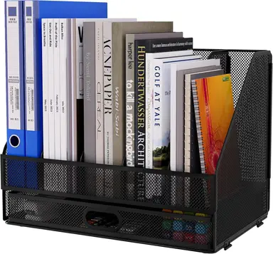 Senhoglb Desktop Metal A4 Magazine File Holder with Drawer，Black, New Year Sale , Top gift picks