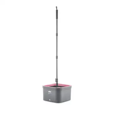 Swan x Lynsey Turbo Spin Mop with Rinse and Wring 360° Spin Cycle, Pink and Grey