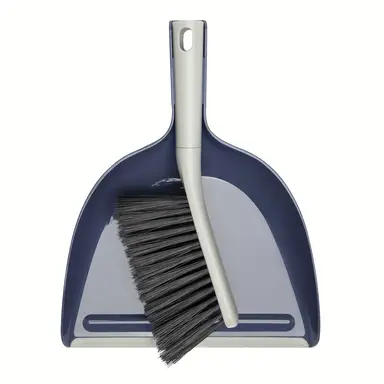 emmama Dustpan and Brush Set, Portable Cleaning Brush and Dustpan Combo, Blue & Gray, 1 Set