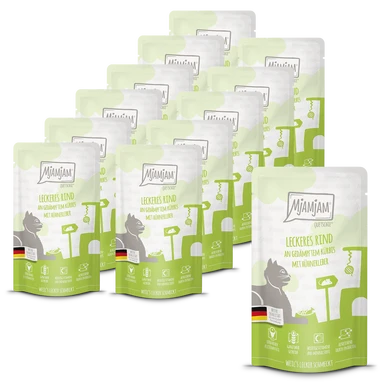 MjAMjAM Leckeres Rind an gedämpften Kürbis 12 x 125 g