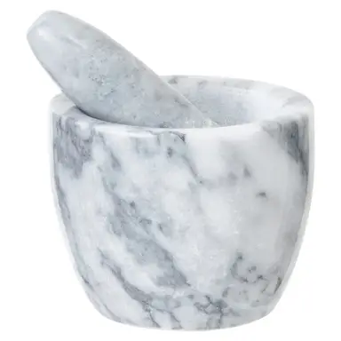Maison by Premier Grey Marble Tapered Mortar and Pestle, Durable 250ml Marble Grinder for Kitchen