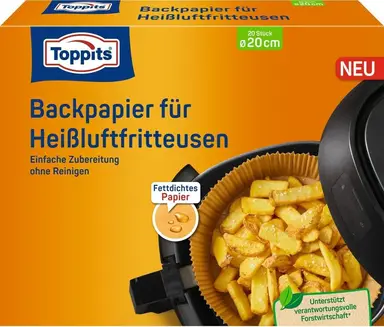 Toppits Backpapier für Heißluftfritteuse