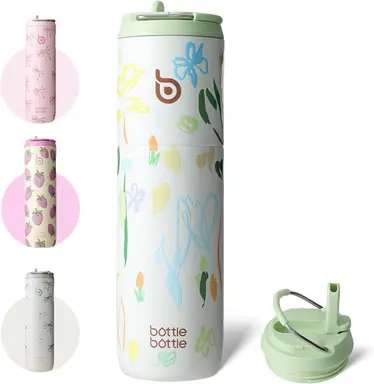 Bottle Bottle Isolierte Edelstahl-Wasserflasche 750 ml mit Strohhalm, Deckel & Griff – auslaufsicher, BPA-frei, doppelwandig – ideal für Sport, Reisen und Fitness (Eden Grove)