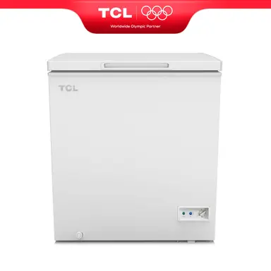 TCL CF182EWE0FR Congélateur 140 L, panier de rangement inclus, couvercle à équilibrage par contrepoids, convient pour diverses applications, thermostat réglable, pieds réglables [Classe énergétique E]